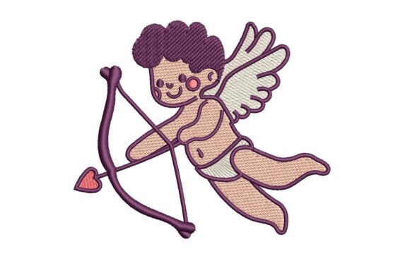 Cupid with Bow Silhouette, Valentine Embroidery