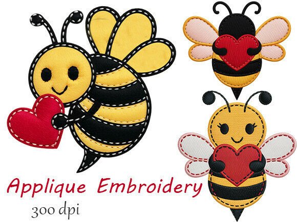 Cute Bee Applique Embroidery Design PNG Review