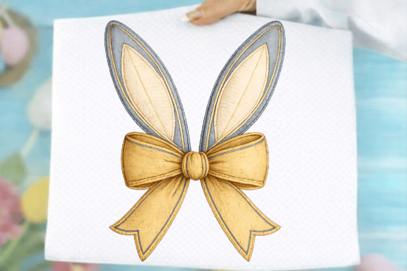 Faux Embroidery Bunny Bow Png Review