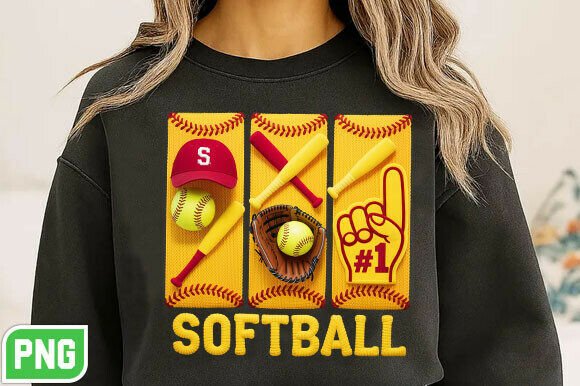 Faux Yarn Embroidery Softball Png Review