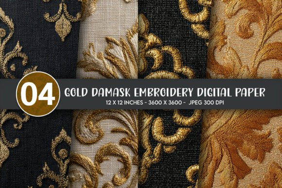 Gold Damask Embroidery Digital Paper Review