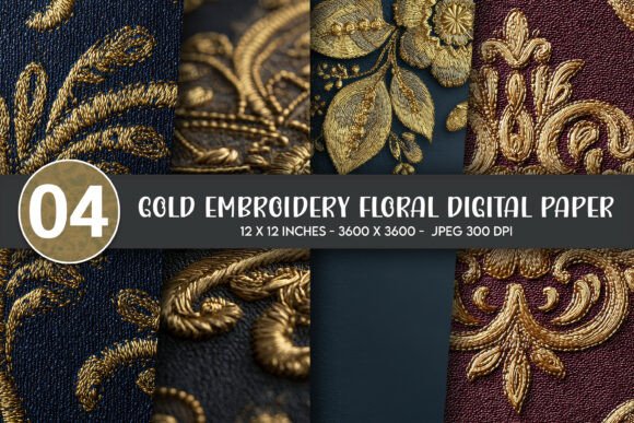Gold Embroidery Floral Digital Paper Review